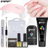 Yayoge Nail Builder Gel Kit with Lamp 60ml Pink Nail Extension Gel with Pink 6W White LED UV Nail Lamp and Manicure Tools for Nail Extension Nail Art DIY Salon and at Home (Pink Pink)