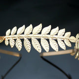 DRESHOW Roman Goddess Leaf Branch Dainty Bridal Hair Crown Head Dress Boho Alice Band, 2 pcs, gold and silver