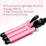 3 Barrel Curling Iron Wand 1 Inch Hair Waver Curling Iron Temperature Adjustable Hair Crimper Ceramic Hair Curling Iron Heats Up Quickly Beach Waver Triple Barrels Hot Tools with LCD Display