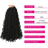 Wavy Gypsy Locs Ombre Crochet Hair 18" 6 Packs/Lot Godness Faux Locs 100% Kanekalon Fiber African Roots Dreadlocs Curly Synthetic Braiding Hair Hair Extensions (1B#, 18 inch)