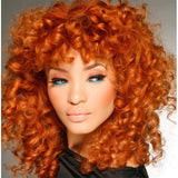 Orange Copper Short Curly Full Wigs for Black Women Andromeda Soft Afro Curly Heat Resistant Synthetic Fiber Hair Wigs for African American Black Women (Orange Copper)