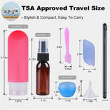 18Pcs Travel Bottles Set, REERON 3Oz Leak Proof Silicone Travel Containers TSA Approved, Refillable Toiletries Travel Tubes Accessorie & Spray Bottles & Cream Jars, For Cosmetic Shampoo Lotion Liquids