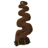 Ash Brown Hair Body Wave Clip Extensions 70grams 7pcs Soft Heat Resistant Real Human Hair Curly Clip in Extensions