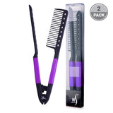 Herstyler Straightening Comb For Hair - Flat Iron Comb For Great Tresses - Hair Straightener Comb With A Grip - Keratin Comb For Knotty Hair - Hot Iron Comb To Smooth Hair - Trendy Set of 2 - Purple