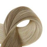 Full Shine Hair Extensions Clip Ins 10 Pieces Remy Balayage Clip In Hair Extensions Color 8 Ash Brown Fading to 60 Platinum Blonde Straight Clip Extensions Real Hair 12 Inch 80 Gram