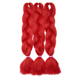 SEGO 24 Inch Jumbo Braiding Hair Jumbo Braid Hair Extensions Long Jumbo Braids for Box Braids Crochet Hair High Temperature Synthetic Fiber Single Color Red 3 Bundle