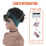 CINHOO Afro Puff with Headwrap Synthetic Short Kinky Curly Urban Wrapwig 2 in 1Headwrap Keep Wig Secured Soft Mottle Satin Wrapwig Head-Wrap Wig for Black Women (1B)