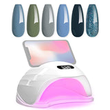 Beetles 6 Colors Gel Nail Polish Set Grey and Nude Blue Glitter Fall Winter Gel Nail Kit with UV LED Nail Lamp