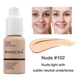 2 Colors Phoera Foundation 101 and 102 Matte Full Coverage Foundation Liquid Makeup with Mushroom Head Applicator, Matte Oil Control Flawless Concealer Cover Facial Blemish Foundation Makeup for Women