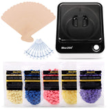 Hair Waxing Kit, Non-stick Wax Warmer, 3.5 OZ Hard Wax Beads pack of 5(Total 1.1lb), 20 Waxing Sticks, and 10 Nose Wax Applicators, Non-stick Wax Warmer for Unisex Adults and Teenagers