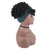 CINHOO Afro Puff with Headwrap Synthetic Short Kinky Curly Urban Wrapwig 2 in 1Headwrap Keep Wig Secured Soft Mottle Satin Wrapwig Head-Wrap Wig for Black Women (1B)