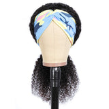 Headband Wig for Black Women, Curly Weave Human Hair Wigs 1 Piece, 100% Unprocessed Hair None Lace Front Wigs with Headband, Afro Kinky Curly Curl Natural Black Wig (20", 1B, Curly)