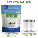 Athlete Bath Salt 32 Ounces Epsom Salt with Natural Lavender, Pine, Peppermint and Eucalyptus Essential Oils Plus Vitamin C in BPA Free Pouch with Easy Press-Lock Seal