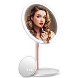 VONLUXE Makeup Mirror Vanity Mirror with Light 3 Color Lighting Modes Touch Screen Dimmable Mirror with 10X Magnification Mirror 360° Adjustable Rotation Portable Cosmetic Mirror