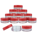 (Quantity: 500 Pieces) Beauticom 3G/3ML Round Clear Jars with RED Lids for Scrubs, Oils, Toner, Salves, Creams, Lotions, Makeup Samples, Lip Balms - BPA Free