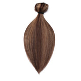 Clip in 100% Remy Human Hair Extensions Double Weft Highlight Highlighted Grade 7A Quality Full Head Thick Short Straight 8pcs 18clips 10" / 10 inch 110g #4P27 Medium Brown mix Dark Blonde Balayage