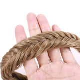 Braided Headband Wide Fishtail Braid Headband Classic Chunky Fishtail Braided Hair Band Wide Plaited Braids Elastic Stretch Synthetic Hairpiece For Girls And Women Beauty Accessory 45g (12/24)