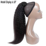 Seelaak Yaki Kinky Straight Human Hair Wrap Around Ponytail Hair Piece with Clips Magic Paste Binding Pony Tail Hairpiece for Women 100g/set (20inch)