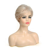 Baruisi Short Blonde Wigs for Women Natural Synthetic Pixie Wig with Bangs Heat Resistant Cosplay Hair Wig with Wig Cap