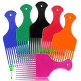 Amersumer 24 Pcs Wide Hair Pick Comb Plastic 6.5 Inch, Lift Hair Pick Comb for Curly Hairs, Smooth Afro Comb for Afro Hair, Hairdressing Tool for Salon, Home (Red, Yellow, Purple, Green, Blue, Black)