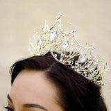 Yean Bride Wedding Crowns and Tiaras Gold Bridal Crystal Headpiece Rhinestone Hair Accessories for Women and Girls (Gold)