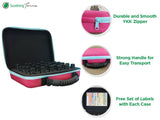 Essential Oils Carrying Case - Hard Shell Travel Case Perfect for Essential Oil Storage - Comes with Labels, Foam Insert, Carrying Handle (30 Bottles, Pink)