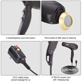 2000 watt Hair Dryer,JINRI Professional Salon Ceramic Fast Dry Blow Dryer,Negative Ionic Hairdryer with Diffuser & Concentrator