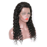 Jolibabe Hair Deep Wave Human Hair Lace Front Wigs Brazilian Virgin Curly Wave Human Hair Wigs Pre-Plucked 150% Density 100% Unprocessed Wig Natural Color for Black Women(14 Inch)