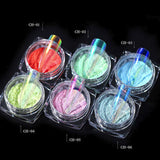 Ice Transparent Aurora Nail Powder - PrettyDiva 6 Colors Christmas Jelly Neon Rainbow Laser Chameleon Powder with Multi Chrome Mirror Effect Iridescent Pigment Glitter Fairy Dust Nail Art Decorations