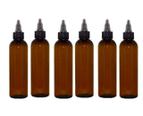 WM (Pack of 6) 4 oz. Amber Refillable, Reusable Empty Plastic Bottles w/Twist Open Yorker Cap – Mfg. USA DIY, Oils, Aromatherapy, Shampoo, Paint, Soap, Perfume, Moisturizer, Arts & Crafts, Juice