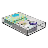 mDesign Wide Makeup Organizer for Bathroom Drawers, Vanity, Countertop - Storage Bins for Makeup Brushes, Eyeshadow Palettes, Lipstick, Lip Gloss, Blush, Concealers - 2 Pack, 12" x 8" - Smoke Gray
