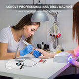 Electric Acrylic Nail Drill Machine - LONOVE Upgraded 30000rpm High Speed Rechargeable Efile Nail Drill Kit Set for Acrylic Gel Nails, Professional Electric Grinder Tool for Salon Use or Home DIY