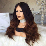 Ombre Brown Wig Dark Roots Glueless Lace Front Wig With Baby Hair Heat Resistant Hair 24Inch Synthetic Wigs For Black Women
