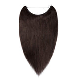 18 Inches Hidden Crown Hair Extensions One Piece Invisible Wire Hair Extensions Secret Miracle Wire In Hairpiece With Transparent Fish Line Headband No Glue Straight #2 Dark Brown 65g