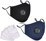 Adult Washable Reusable Cloth Cotton Face Madks, Pack 2_Black/Navy