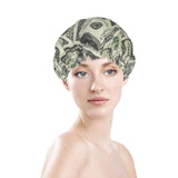 100 Dollar Money Shower Cap Elastic Reusable Double Layers Bath Cap Waterproof Exterior PEVA Lining Hair Bonnet for Women ï¼1 piecesï¼