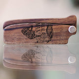 Beard Comb for Men - Pocket Folding Combs for Mustache & Hair Travel Natural Wooden Comb with Real Man Engraving - Perfect for Use w/Beard Balm Oil