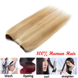 16-22inch Hidden Wire Hair Extensions Highlighted Human Hair Crown in Hairpiece Secret Translucent Fish Line No Clip Miracle Headband - 20" Light Ash Blonde&Bleach Blonde 18&613#