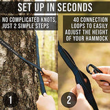 Foxelli Hammock Straps XL – Camping Hammock Tree Straps Set (2 Straps & Carrying