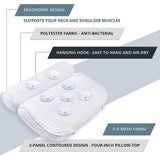 AmazeFan Bath Pillow, Bathtub Spa Pillow with 4D Air Mesh Technology and 7 Suction Cups, Helps Support Head, Back, Shoulder and Neck, Fits All Bathtub, Hot Tub and Home Spa