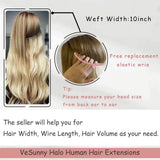 VeSunny Black Hair Extensions Halo Hair with Clip Hidden Invisible Crown Halo Hair Extensions Black Human Hair Straight Halo Extensions Black 80g