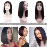 13x4 Lace Front Short Bob Wigs Brazilian Straight Human Hair Wigs For Black Women 150% Density Pre Plucked Natural Black (12 inch)