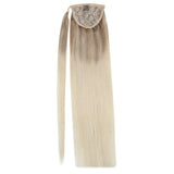 16inch Clip in Ponytail Hair Extensions Ash Blonde Highlighted Platinum Blonde Balayage Hair Extensions Ponytail Wrap Around Hair Extensions Blonde Ponytail Silky Straight 80g