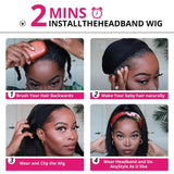 Straight Headband Wig Human Hair Wigs for Black Women Glueless None Lace Front Wigs Headband Half Wig Human Hair 10A Brazilian Virgin Hair Machine Made Headband Wig 150% Density 20 Inch