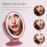 Aesfee LED Lighted Makeup Vanity Mirror Rechargeable,1x/7x Magnification Double Sided 360 Degree Swivel Magnifying Mirror with Dimmable Touch Screen, Portable Tabletop Illuminated Mirrors - Rose Gold