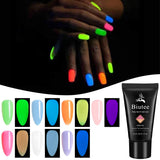 SEISSO Glow in The Dark Poly Nail Gel Kit, 7 Colors Night Glow Nail Extension Gel Enhancement Starter Gel with Slip Solution All-in-One Builder Gel for Beginners Nail Arts Manicurist