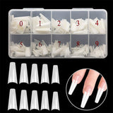 Vcedas Fake Nail Coffin Shape Long 500PCS Clear/Natural False Nails Tips Lady French Style 10 Sizes Half Cover False Nails Artificial for DIY Nail Salon Art（1000PCS）