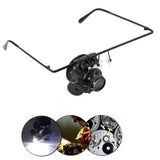 Eye Glasses Magnifier, 20X Magnification Single Eyeglass Magnifying Tool, LED Light Magnifier for Jeweler Watch Repair, Stamps, Coins and Notes
