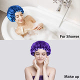 Duufin 5 Pcs Satin Bonnets Large Sleeping Cap Women Bonnets Big Brim Silk Hair Bonnet for Sleeping Curly Hair