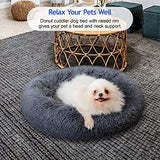 Dog Bed, Comfortable Round Donut Cuddler Pet Bed, Self-Warming Faux Fur Dog Cat